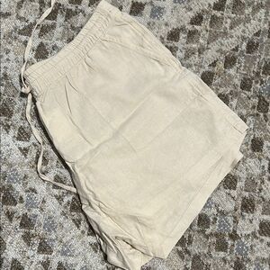 Beige Linen Shorts